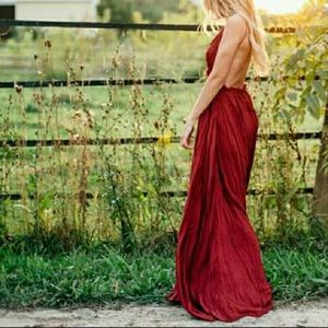 Red backless dress